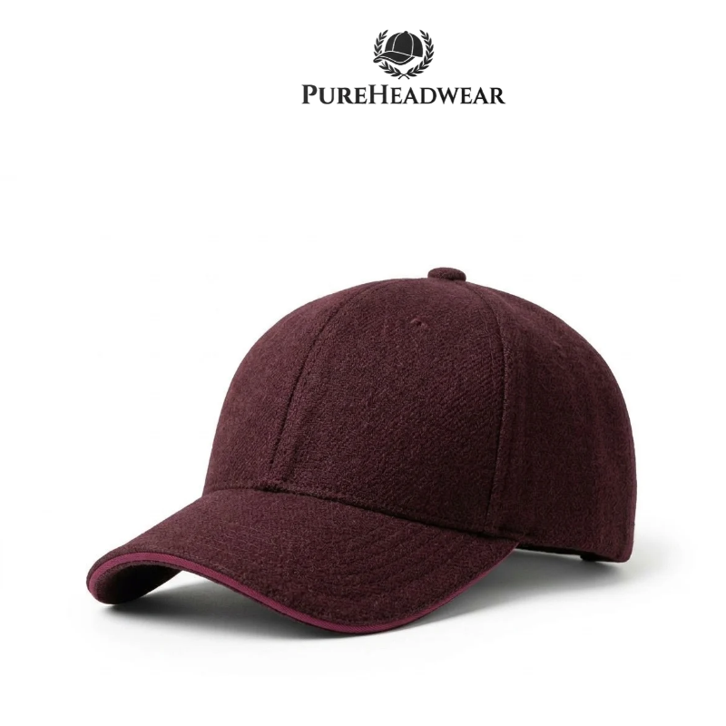 Unisex Adjustable Baseball Cap - Wool Blend Curved Brim Hat