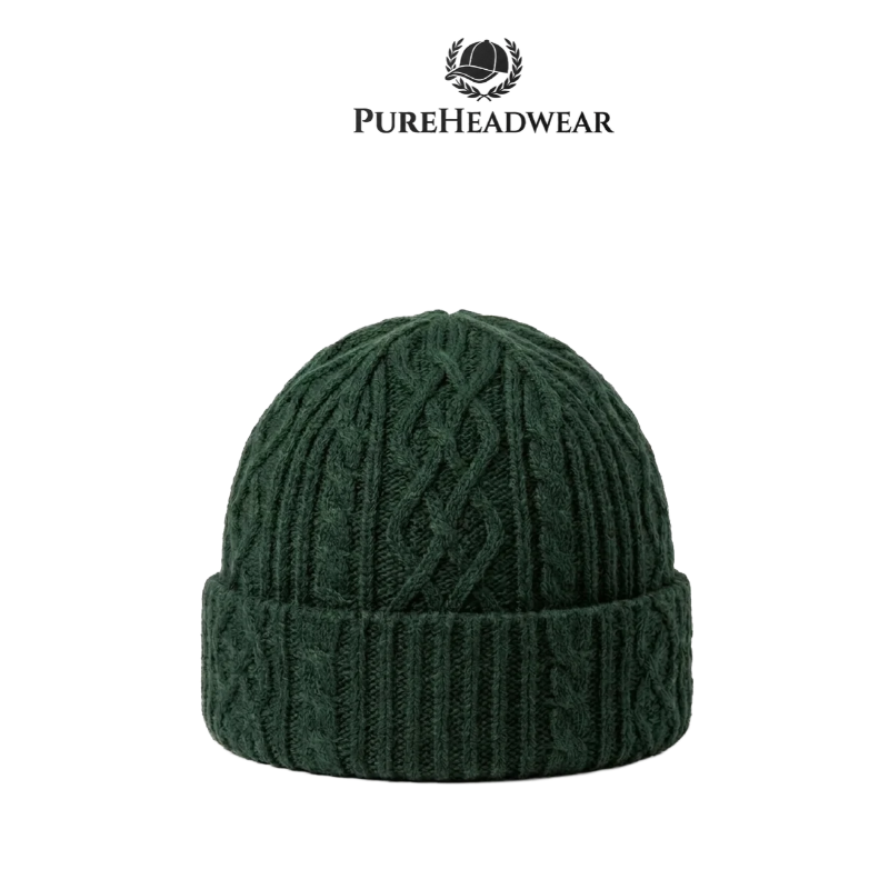 Unisex Cable Knit Winter Beanie Hat - Warm Wool Blend Skull Cap